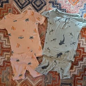 Kyte BABY Peach Surf / Beach and Sage Shark PJ Short Sets 2T
